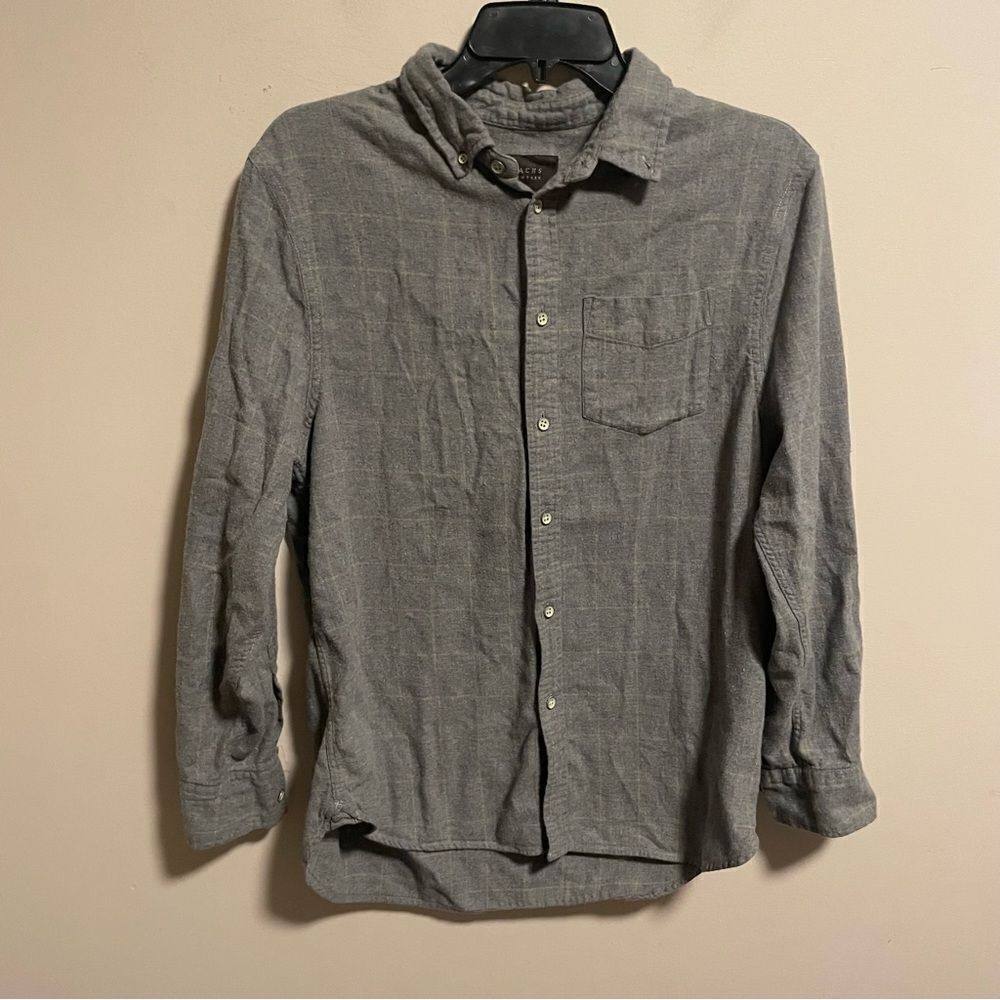 Jachs Classic Fit Gray Yellow Plaid Button Down Shirt- Size Medium